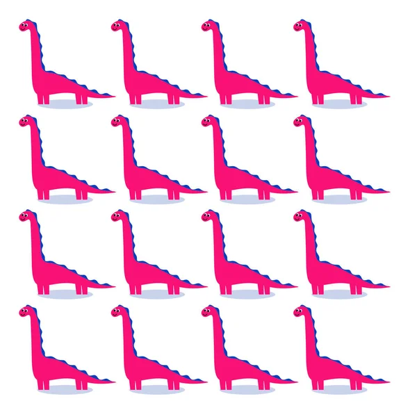 Cute Creativo Pequeño Pink Dinos Diseño Patrón Pink Blanco — Vector de stock