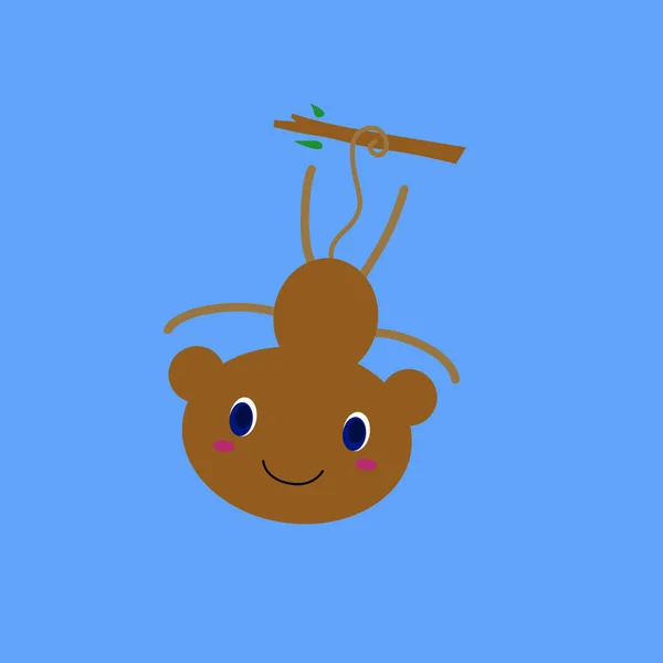 Cute Brown Monkey Blue — Stockový vektor