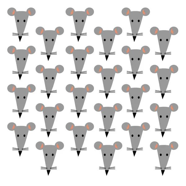 Cute Kids Silver Mouses Original Characters Pattern — стоковый вектор