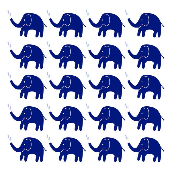Elefantes Azul Cute Branco —  Vetores de Stock
