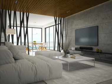İç modern tasarım Oda 3d render