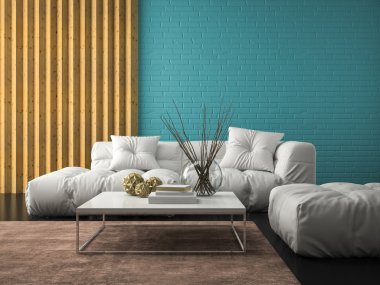İç modern tasarım Oda 3d render