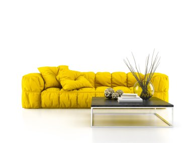 Modern kanepe beyaz zemin üzerine 3d render izole