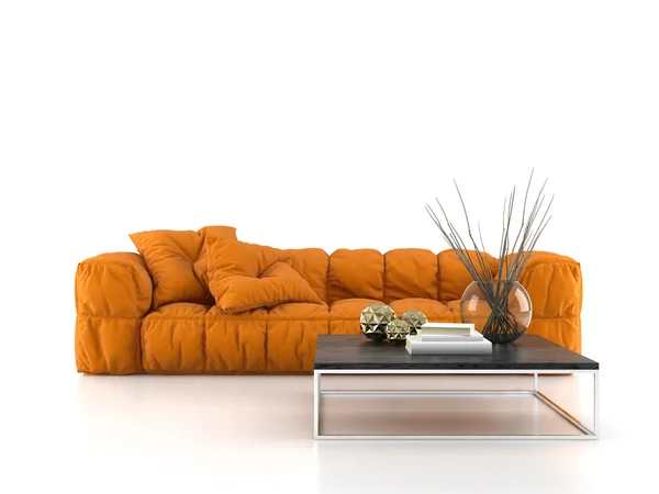 Sofá moderno isolado em fundo branco renderização 3D — Fotografia de Stock
