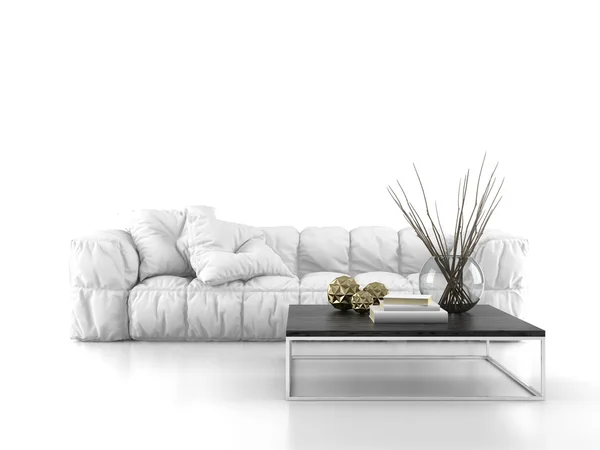 Nowoczesna sofa na białym tle na białym tle renderowania 3d — Zdjęcie stockowe
