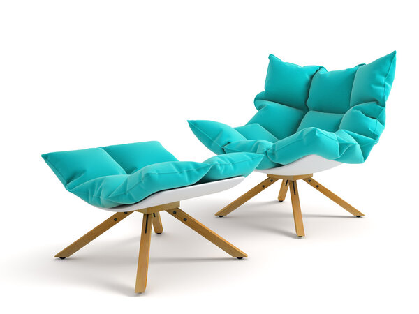 Armchair isolated on white background 3D rendering