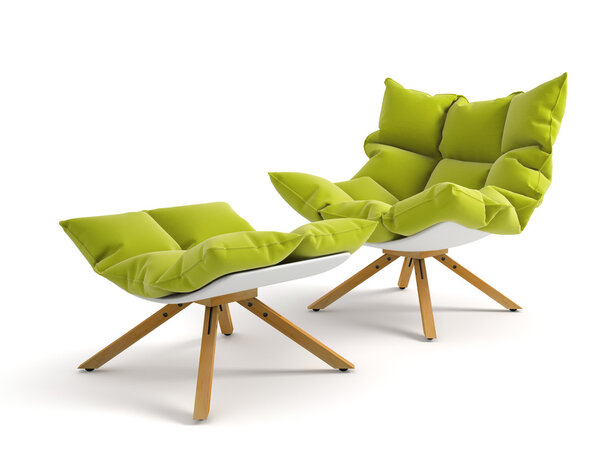 Armchair isolated on white background 3D rendering