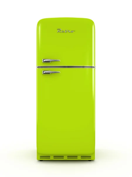 Refrigerador retro aislado sobre fondo blanco 3D renderizado —  Fotos de Stock