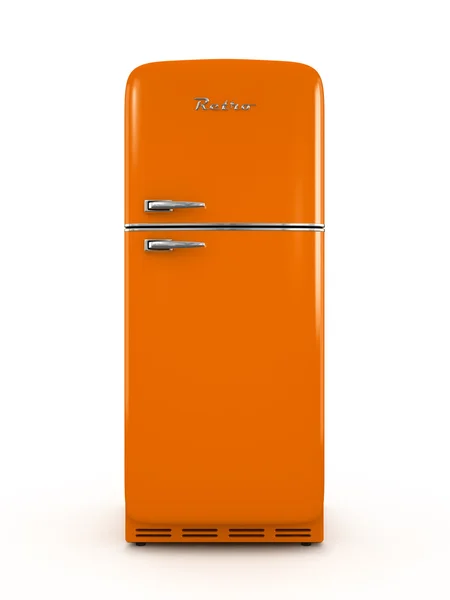 Retro-Kühlschrank isoliert auf weißem Hintergrund 3D-Rendering — Stockfoto