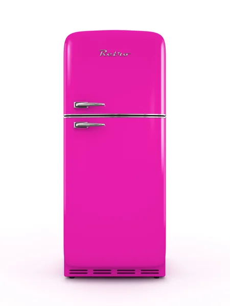 Refrigerador retro aislado sobre fondo blanco 3D renderizado —  Fotos de Stock