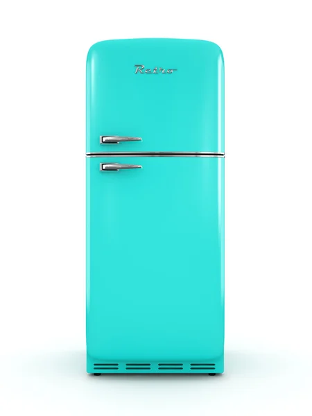 Refrigerador retro aislado sobre fondo blanco 3D renderizado — Foto de Stock