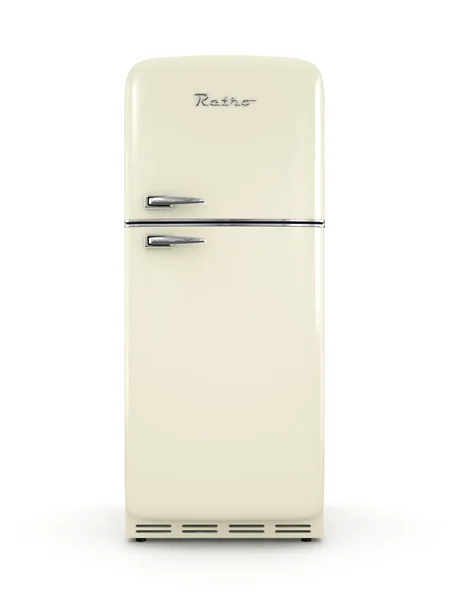 Retro-Kühlschrank isoliert auf weißem Hintergrund 3D-Rendering — Stockfoto