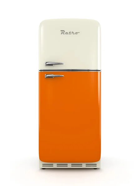 Refrigerador retro aislado sobre fondo blanco 3D renderizado — Foto de Stock