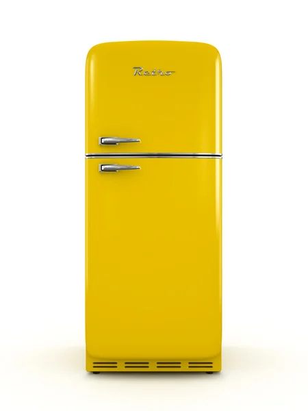 Refrigerador retro aislado sobre fondo blanco 3D renderizado — Foto de Stock