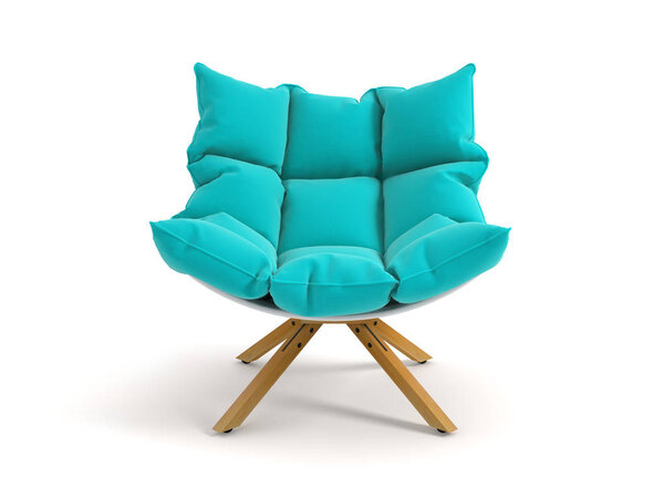Armchair isolated on white background 3D rendering