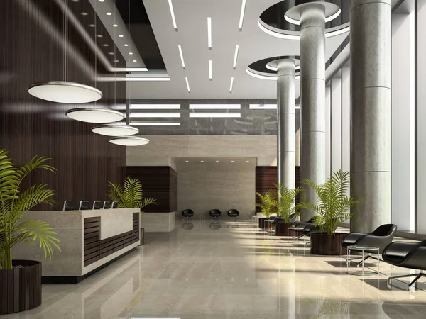Interior of a hotel reception 3D illustration Stock Image