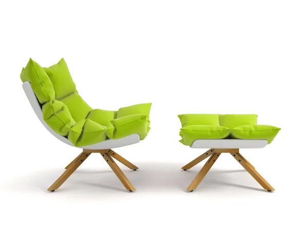 Sillón aislado sobre fondo blanco 3D renderizado — Foto de Stock