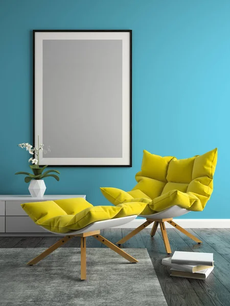 Interieur van moderne design kamer 3d illustratie — Stockfoto