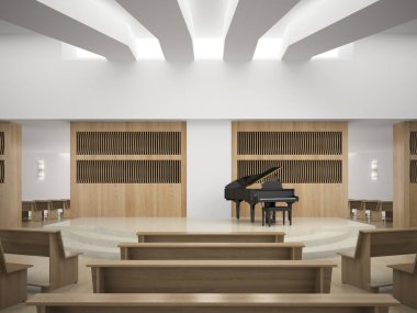 İç modern konser salonu 3d render