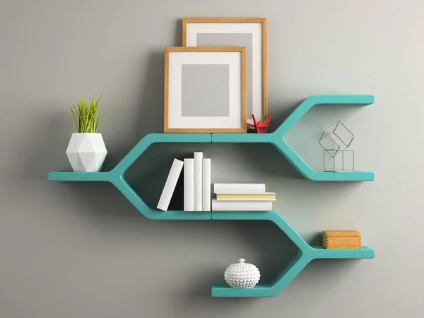 Onderdeel van het interieur met de plank 3d illustratie — Stockfoto