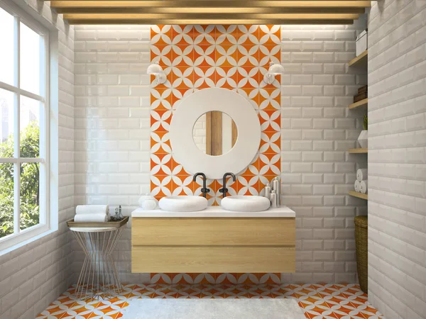 Interior moderno baño 3D renderizado —  Fotos de Stock