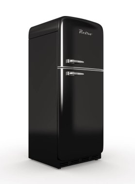 Beyaz arka plan 3d render izole retro buzdolabı