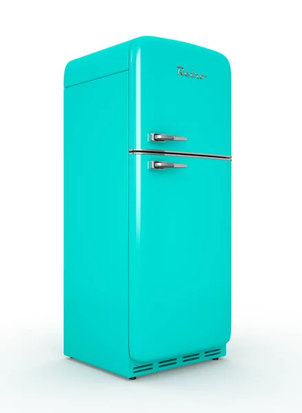 Retro refrigerador aislado fondo blanco 3D renderizado — Foto de Stock