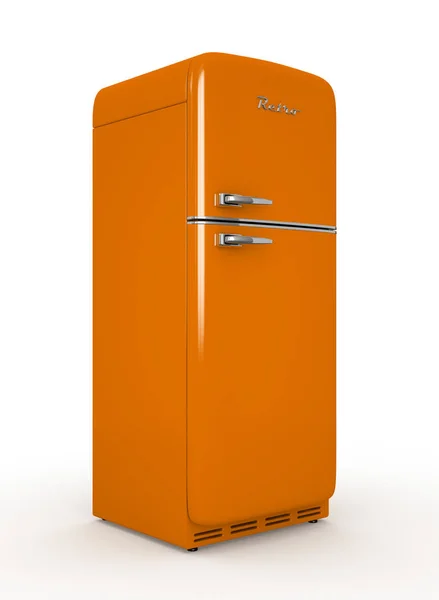 レトロな冷蔵庫ホワイト バック グラウンド 3d レンダリングを分離 — ストック写真