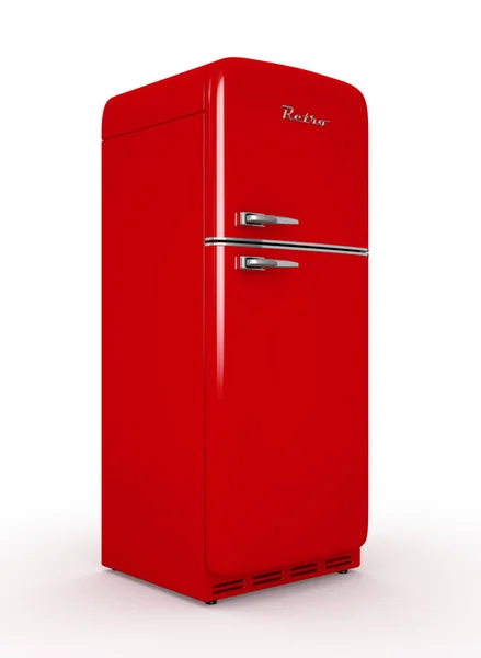 Retro refrigerador aislado fondo blanco 3D renderizado — Foto de Stock