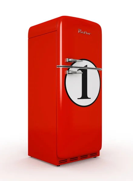 Retro refrigerador aislado fondo blanco 3D renderizado —  Fotos de Stock