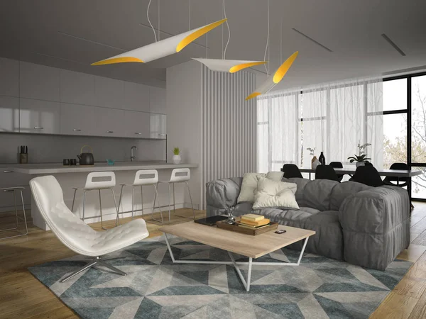 Interieur modernes Design Raum 3D-Illustration — Stockfoto