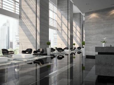 Otel Resepsiyon 3d illüstrasyon iç