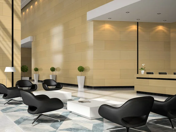 Interior of a hotel reception 3D illustration — Stock Photo, Image