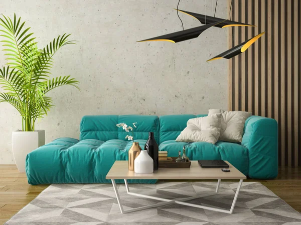 Interieur modern design kamer 3d illustratie — Stockfoto