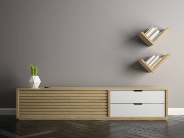 İç modern tasarım Oda 3d çizim