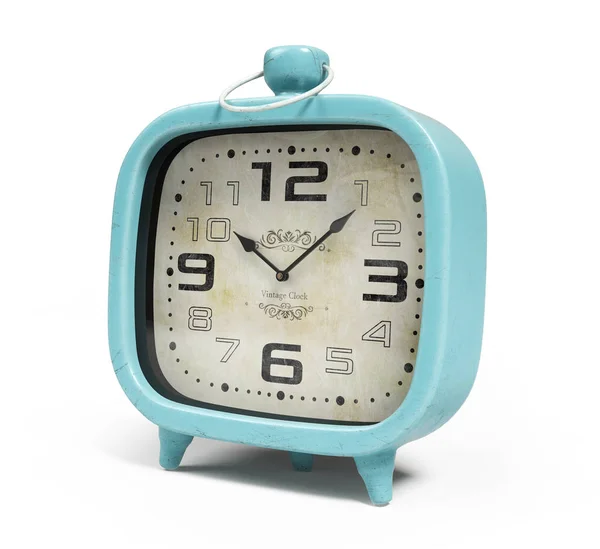 Relógio de alarme retro isolado no fundo branco renderização 3D — Fotografia de Stock