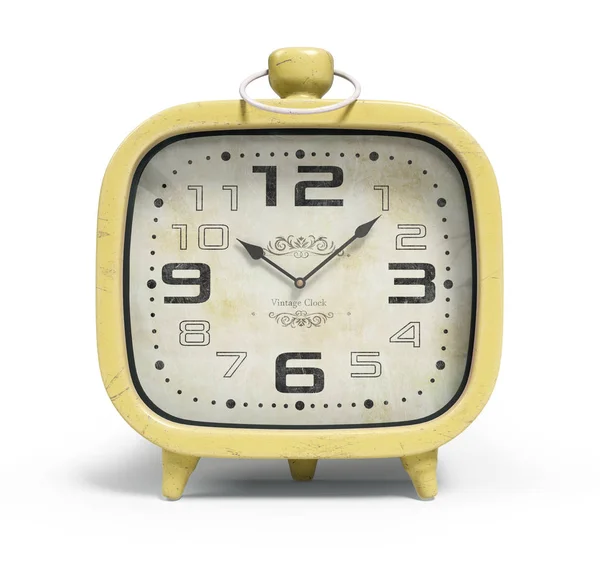 Retro alarm klok geïsoleerd op een witte achtergrond 3D-rendering — Stockfoto