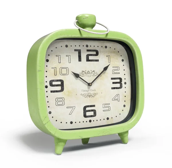 Retro alarm klok geïsoleerd op een witte achtergrond 3D-rendering — Stockfoto