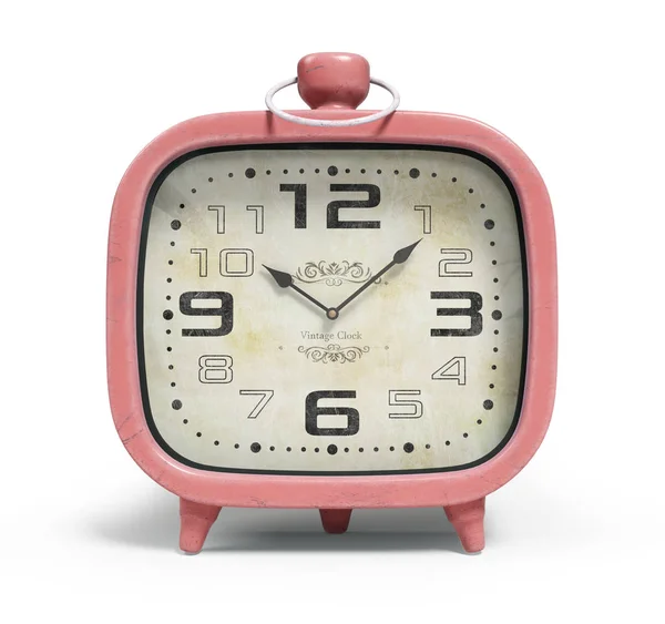 Retro alarm klok geïsoleerd op een witte achtergrond 3D-rendering — Stockfoto