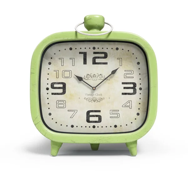 Relógio de alarme retro isolado no fundo branco renderização 3D — Fotografia de Stock
