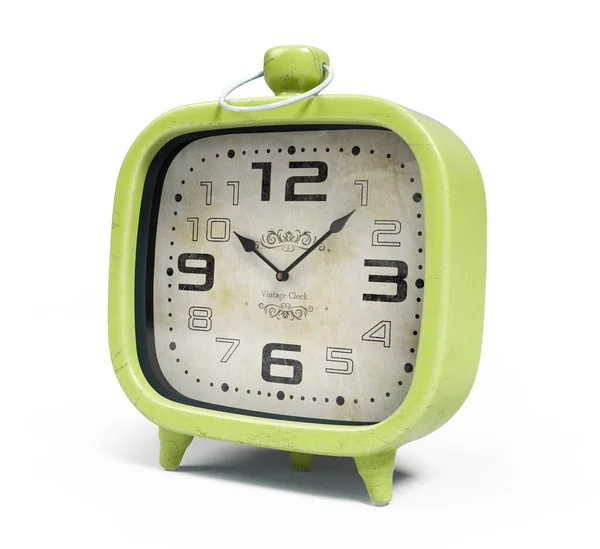 Retro alarm klok geïsoleerd op een witte achtergrond 3D-rendering — Stockfoto