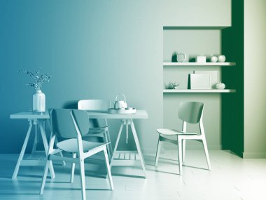 İç modern tasarım Oda 3d çizim