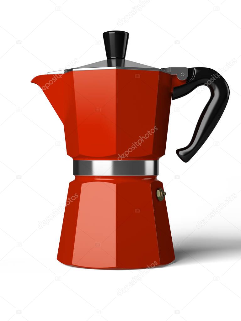 Vintage coffee pot isolated on a white background 3D rendering