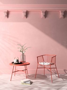 İç modern tasarım Oda 3d çizim