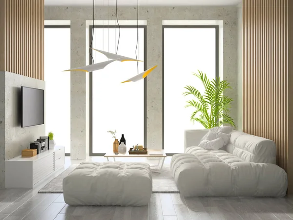 Interieur modern design kamer 3d illustratie — Stockfoto