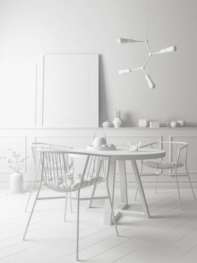 İç modern tasarım Oda 3d çizim