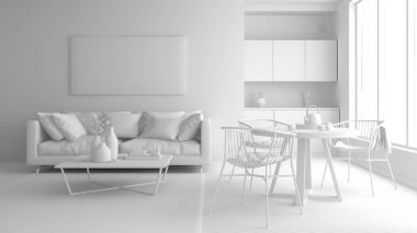 İç modern tasarım Oda 3d çizim