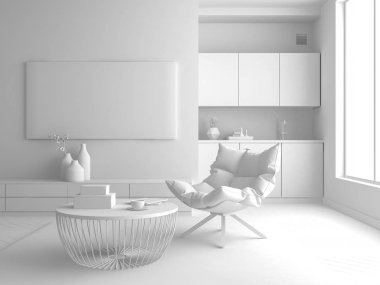 İç modern tasarım Oda 3d çizim