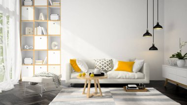 İç modern tasarım Oda 3d çizim