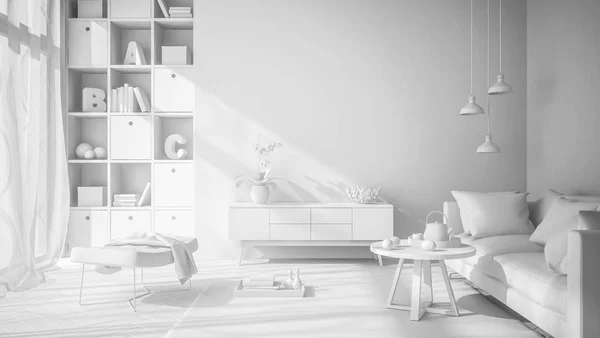 Interieur modernes Design Raum 3D-Illustration — Stockfoto